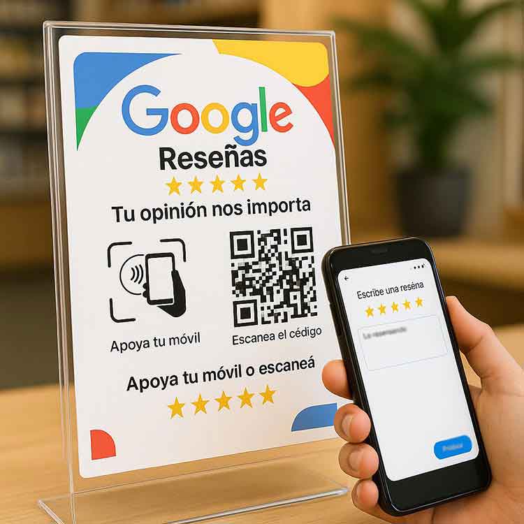 Cartel de mostrador Google Reviews