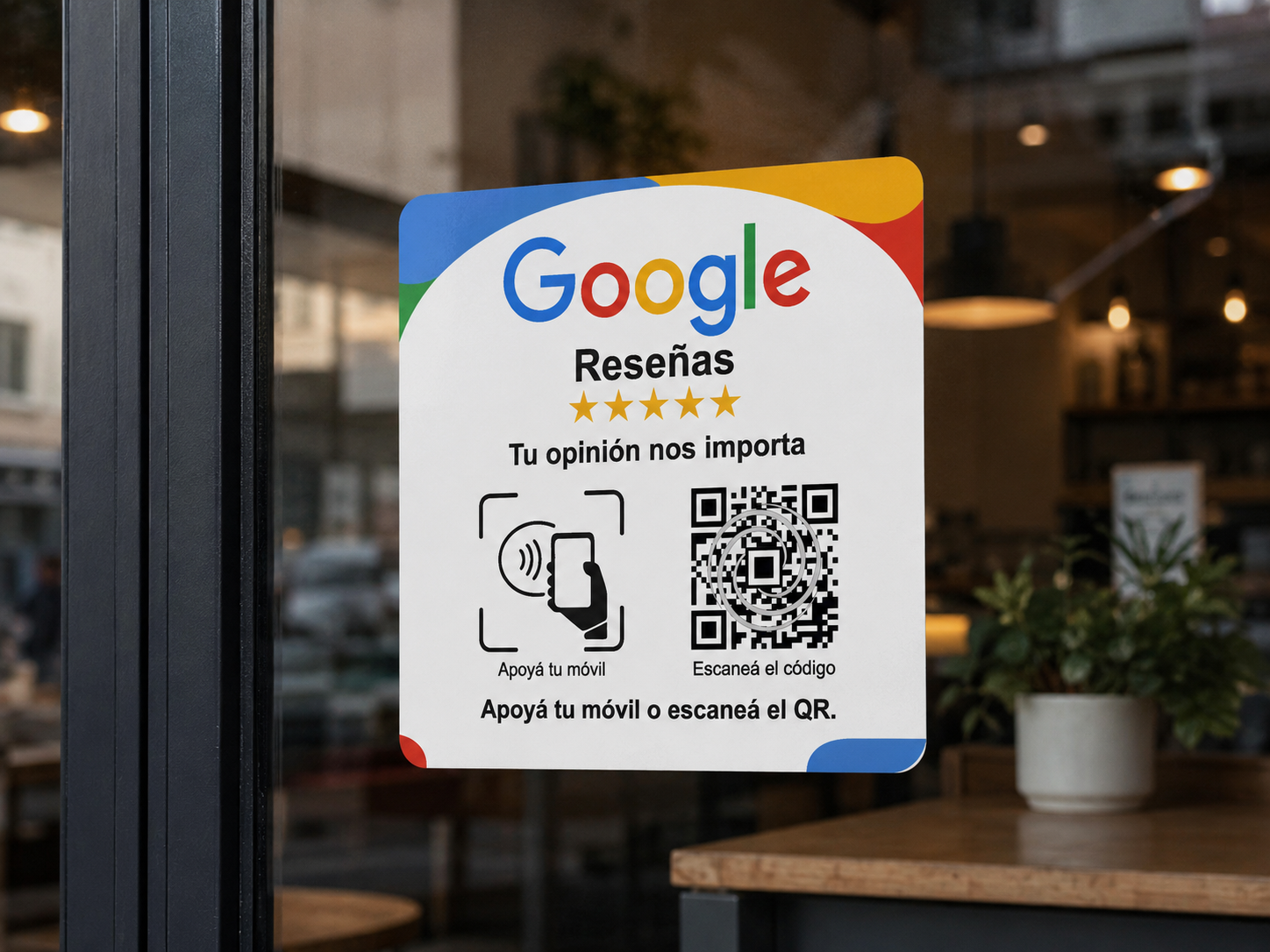 Sticker interior Google Reviews y redes