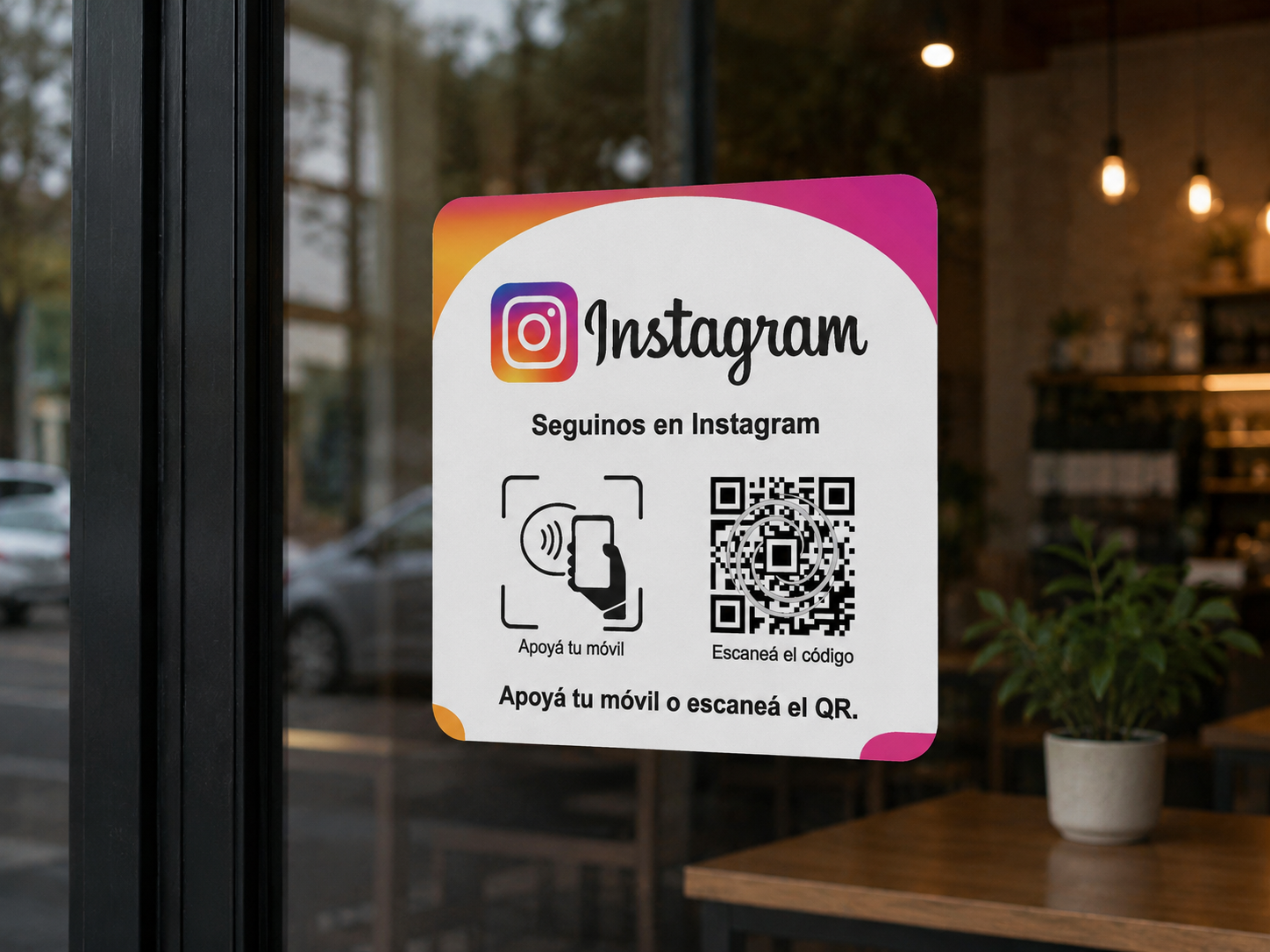 Cartel Reseñas para Google  y redes sociales QR y NFC adhesivo exterior