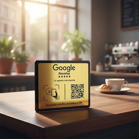 Cartel Reseñas para Google QR y NFC Gold